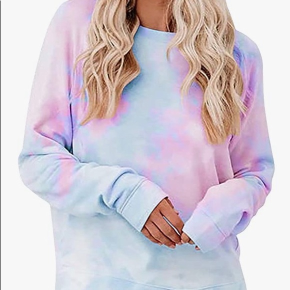 Laseily Tops - Pink & Blue Tie-dye Long Sleeve
